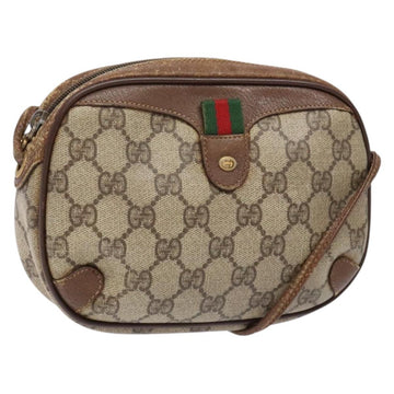 GUCCI GG Supreme Web Sherry Line Bag PVC Beige Gold 156 02 066 Auth 139661