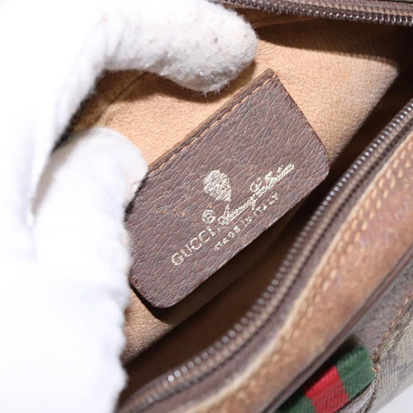 GUCCI GG Supreme Web Sherry Line Bag PVC Beige Gold 156 02 066 Auth 139661