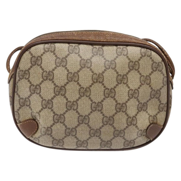 GUCCI GG Supreme Web Sherry Line Bag PVC Beige Gold 156 02 066 Auth 139661
