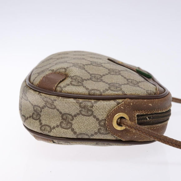 GUCCI GG Supreme Web Sherry Line Bag PVC Beige Gold 156 02 066 Auth 139661