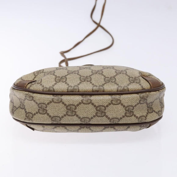 GUCCI GG Supreme Web Sherry Line Bag PVC Beige Gold 156 02 066 Auth 139661