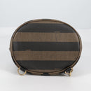 FENDI Pecan Canvas Shoulder Bag PVC Black Brown gold Auth 139699-11