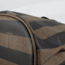 FENDI Pecan Canvas Shoulder Bag PVC Black Brown gold Auth 139699-13