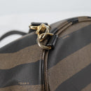 FENDI Pecan Canvas Shoulder Bag PVC Black Brown gold Auth 139699-14