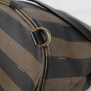 FENDI Pecan Canvas Shoulder Bag PVC Black Brown gold Auth 139699-15