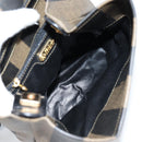 FENDI Pecan Canvas Shoulder Bag PVC Black Brown gold Auth 139699-19