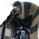 FENDI Pecan Canvas Shoulder Bag PVC Black Brown gold Auth 139699-20
