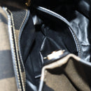 FENDI Pecan Canvas Shoulder Bag PVC Black Brown gold Auth 139699-23