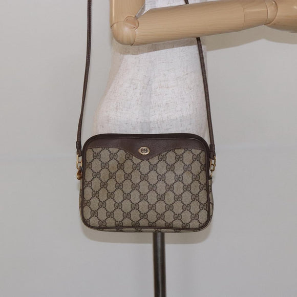 GUCCI GG Supreme Shoulder Bag PVC Beige Gold 97 02 068 Auth 139727