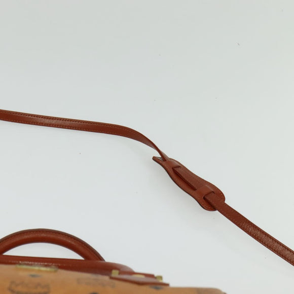 MCM Logogram Vicetos Boston Bag PVC Leather 2way Brown Gold Auth 139728