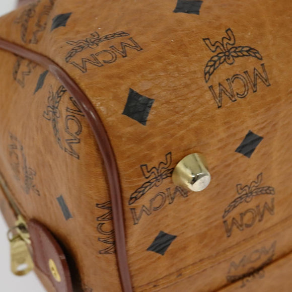 MCM Logogram Vicetos Boston Bag PVC Leather 2way Brown Gold Auth 139728