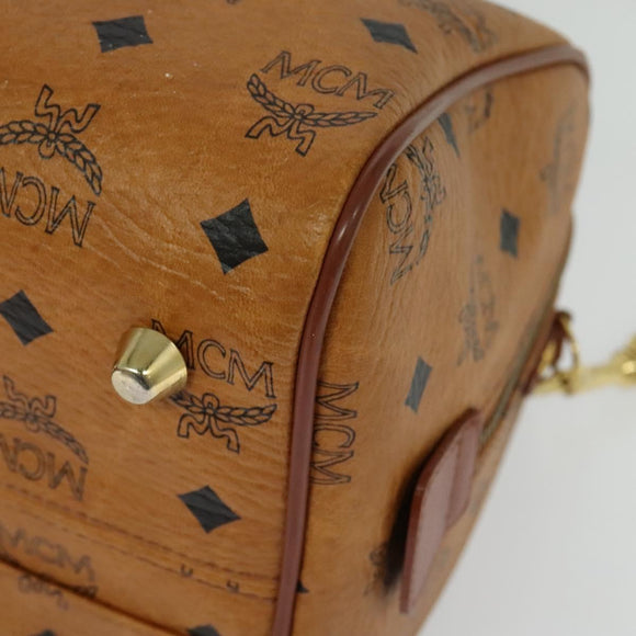 MCM Logogram Vicetos Boston Bag PVC Leather 2way Brown Gold Auth 139728