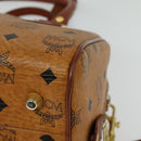 MCM Logogram Vicetos Boston Bag PVC Leather 2way Brown Gold Auth 139728-15