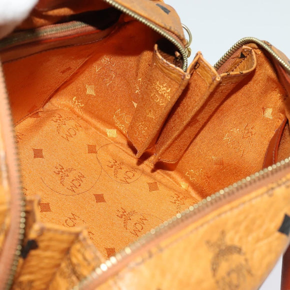 MCM Logogram Vicetos Boston Bag PVC Leather 2way Brown Gold Auth 139728