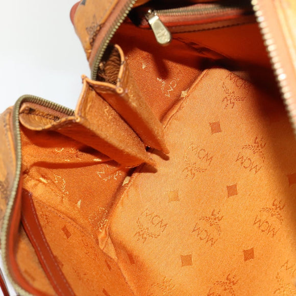 MCM Logogram Vicetos Boston Bag PVC Leather 2way Brown Gold Auth 139728