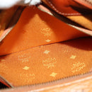 MCM Logogram Vicetos Boston Bag PVC Leather 2way Brown Gold Auth 139728-21