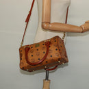 MCM Logogram Vicetos Boston Bag PVC Leather 2way Brown Gold Auth 139728-23