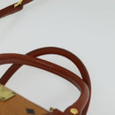 MCM Logogram Vicetos Boston Bag PVC Leather 2way Brown Gold Auth 139728-8