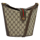 GUCCI GG Supreme Web Sherry Line Shoulder Bag PVC Beige 904 02 081 Auth 139731-1