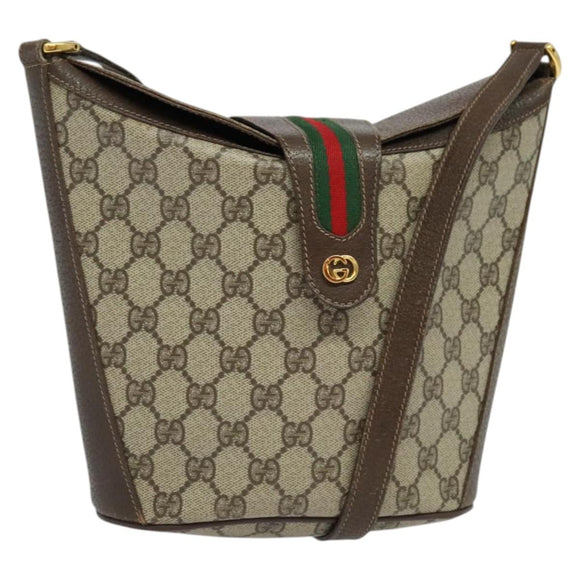 GUCCI GG Supreme Web Sherry Line Shoulder Bag PVC Beige 904 02 081 Auth 139731