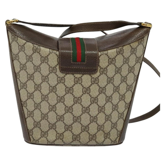 GUCCI GG Supreme Web Sherry Line Shoulder Bag PVC Beige 904 02 081 Auth 139731