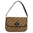 Christian Dior Trotter Canvas Shoulder Bag Brown Gold Auth 139733-13