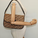 Christian Dior Trotter Canvas Shoulder Bag Brown Gold Auth 139733-22