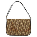 Christian Dior Trotter Canvas Shoulder Bag Brown Gold Auth 139733-2
