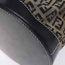 FENDI Zucchino Canvas Shoulder Bag Navy Silver Auth 139734-8