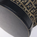 FENDI Zucchino Canvas Shoulder Bag Navy Silver Auth 139734-16