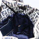 FENDI Zucchino Canvas Shoulder Bag Navy Silver Auth 139734-19