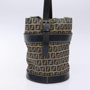 FENDI Zucchino Canvas Shoulder Bag Navy Silver Auth 139734-3