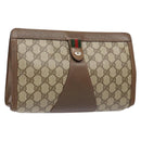 GUCCI GG Supreme Web Sherry Line Clutch Bag PVC Beige Gold 89 01 033 Auth 139749-1