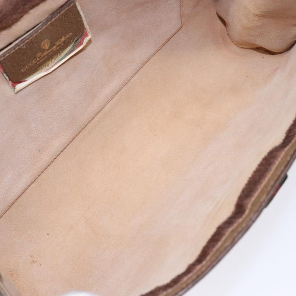 GUCCI GG Supreme Web Sherry Line Clutch Bag PVC Beige Gold 89 01 033 Auth 139749