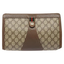 GUCCI GG Supreme Web Sherry Line Clutch Bag PVC Beige Gold 89 01 033 Auth 139749-13