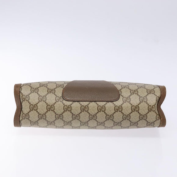 GUCCI GG Supreme Web Sherry Line Clutch Bag PVC Beige Gold 89 01 033 Auth 139749