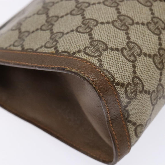 GUCCI GG Supreme Web Sherry Line Clutch Bag PVC Beige Gold 89 01 033 Auth 139749