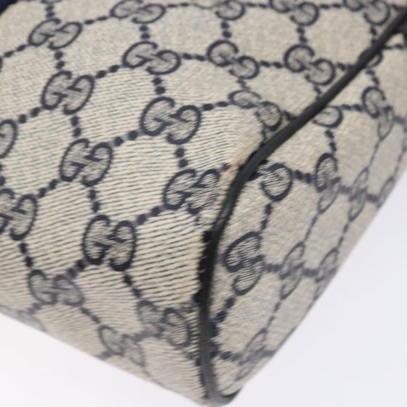 GUCCI GG Supreme Sherry Line Clutch Bag PVC Navy Gold Red Auth 139750