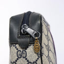 GUCCI GG Supreme Sherry Line Clutch Bag PVC Navy Gold Red Auth 139750-8