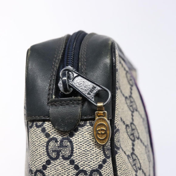 GUCCI GG Supreme Sherry Line Clutch Bag PVC Navy Gold Red Auth 139750