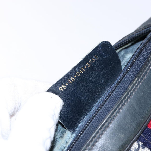 GUCCI GG Supreme Sherry Line Clutch Bag PVC Navy Gold Red Auth 139750