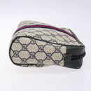 GUCCI GG Supreme Sherry Line Clutch Bag PVC Navy Gold Red Auth 139750-3