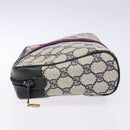 GUCCI GG Supreme Sherry Line Clutch Bag PVC Navy Gold Red Auth 139750-4