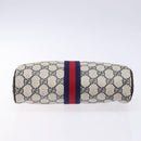 GUCCI GG Supreme Sherry Line Clutch Bag PVC Navy Gold Red Auth 139750-6
