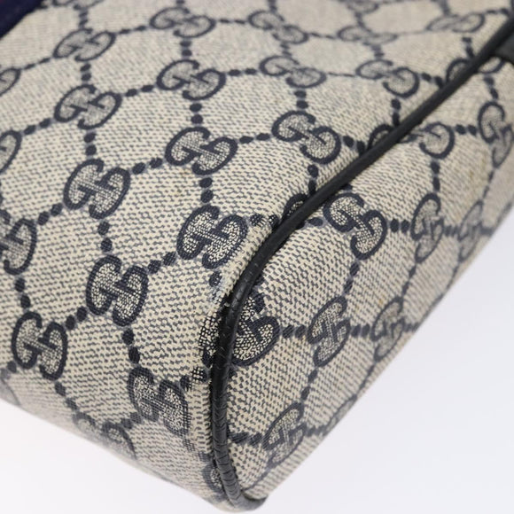 GUCCI GG Supreme Sherry Line Clutch Bag PVC Navy Gold Red Auth 139750