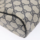 GUCCI GG Supreme Sherry Line Clutch Bag PVC Navy Gold Red Auth 139750-14