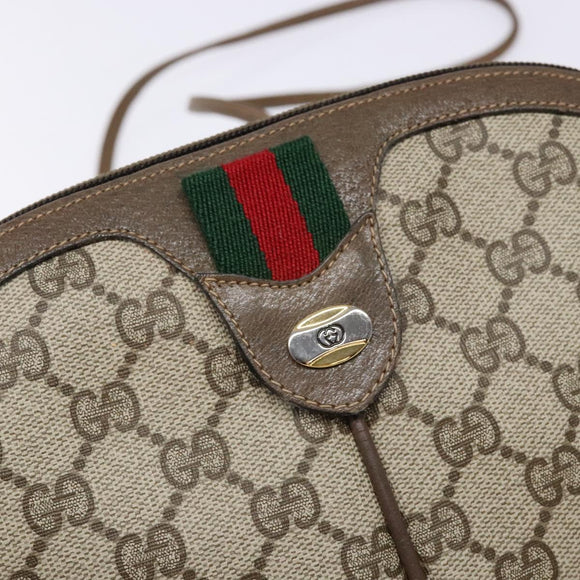 GUCCI GG Supreme Web Sherry Line Shoulder Bag PVC Beige 68 02 047 Auth 139751