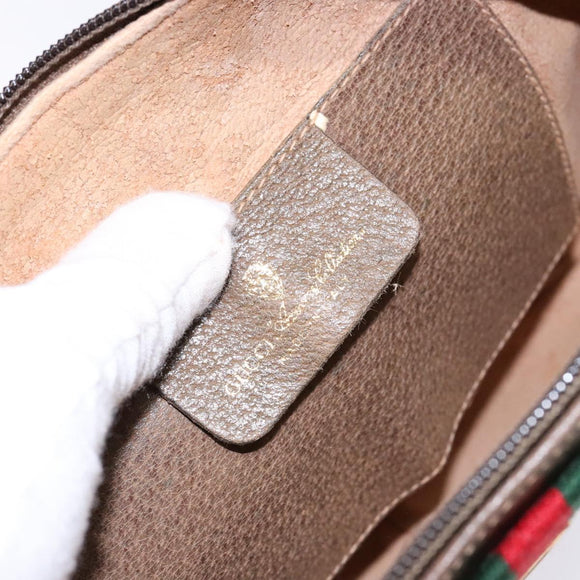 GUCCI GG Supreme Web Sherry Line Shoulder Bag PVC Beige 68 02 047 Auth 139751