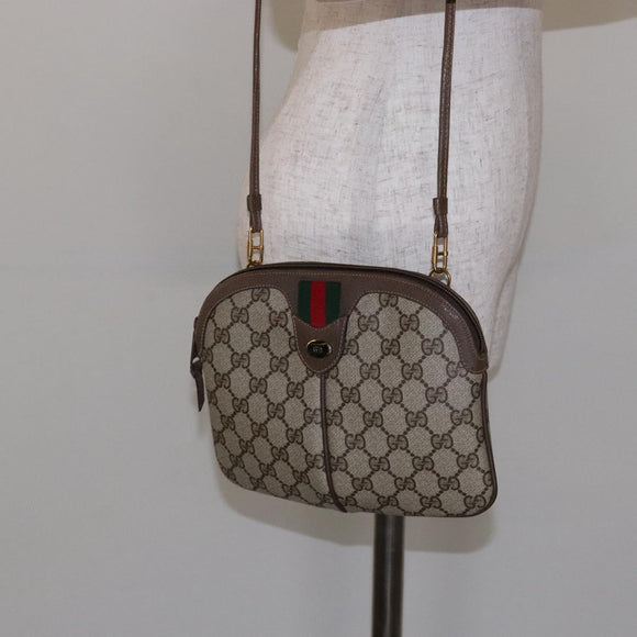 GUCCI GG Supreme Web Sherry Line Shoulder Bag PVC Beige 68 02 047 Auth 139751