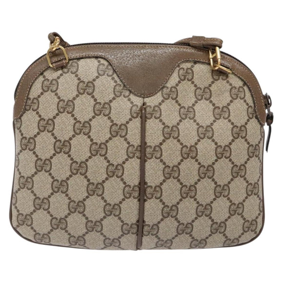 GUCCI GG Supreme Web Sherry Line Shoulder Bag PVC Beige 68 02 047 Auth 139751